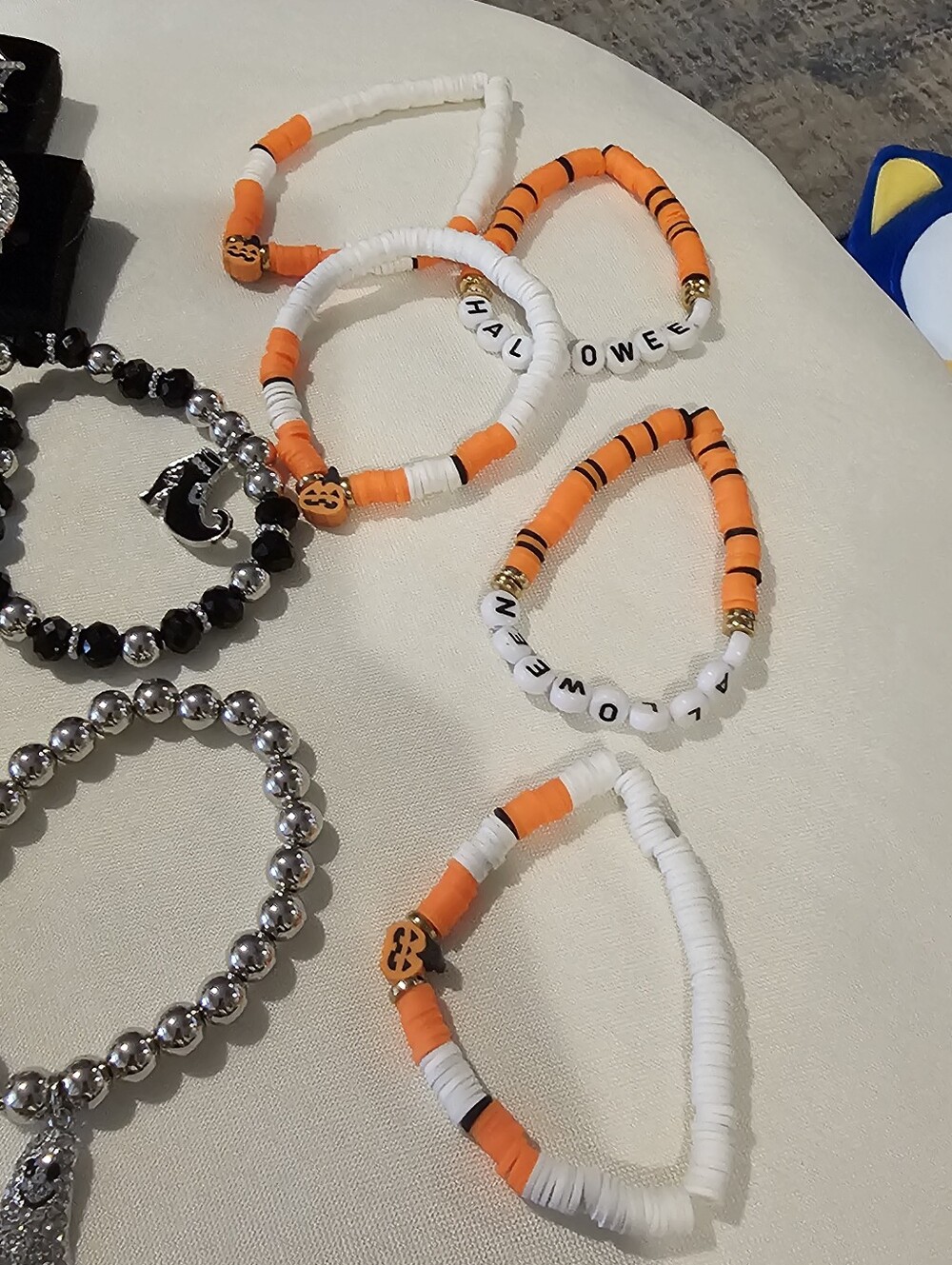 Halloween Kids Bracelet & Charm Set - Orange, Black, White - Picture 6 of 6